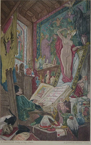 Felicien Rops Illustration du livre d'Octave Uzanne, Son altesse la femme - Hors texte en face de la page 22.